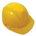 Hard Hat with ratchet adjustment and 4 point nylon suspension in Yellow and Full Color Label.